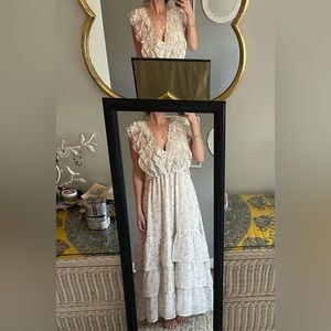Brand New Storia Flowy White/Floral Maxi Dress
